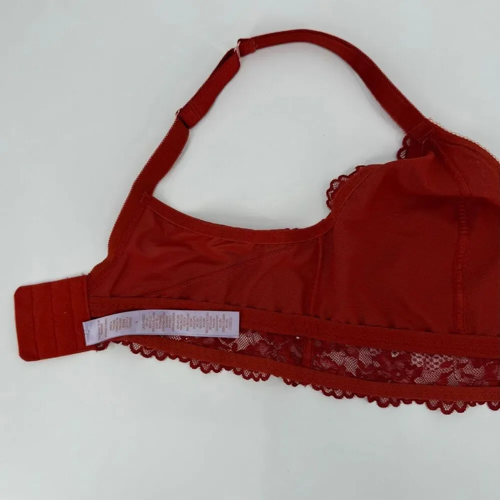 Savage X Fenty Burnt Orange‎ Lace Bralette Bra Wireless Longline Woman Size 1X